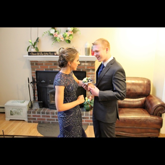 Navy Sherri Hill Prom Dress - Picture 3 of 8